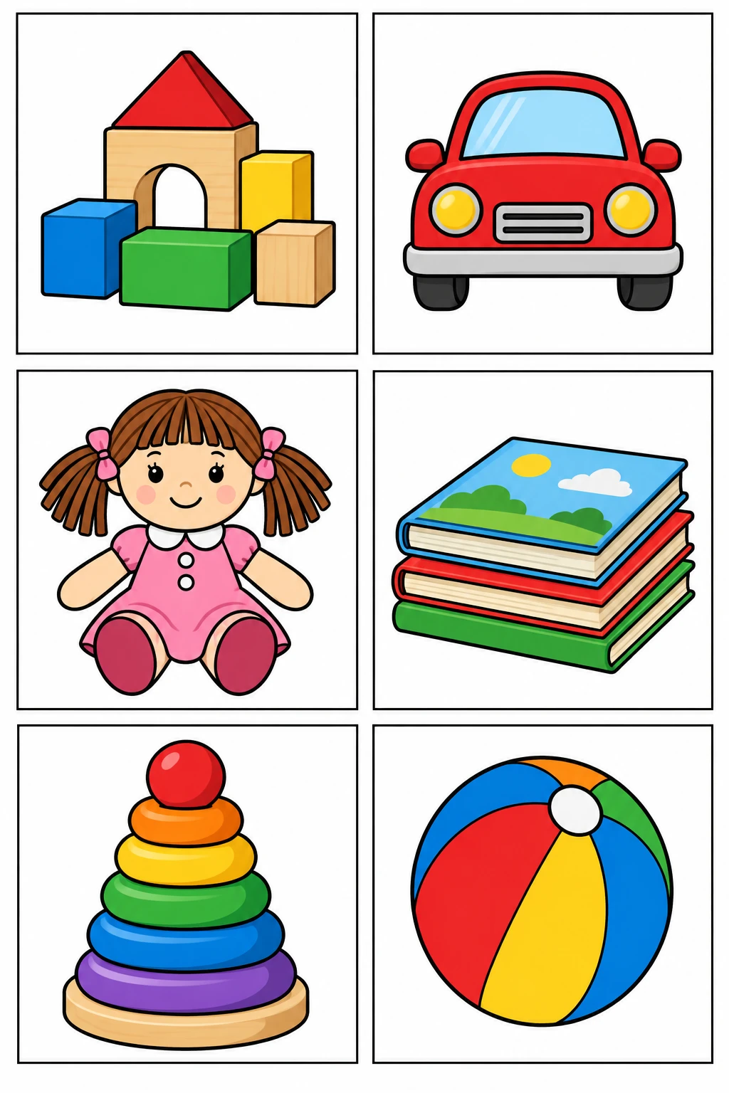 収納箱に貼る6種類の絵ラベル